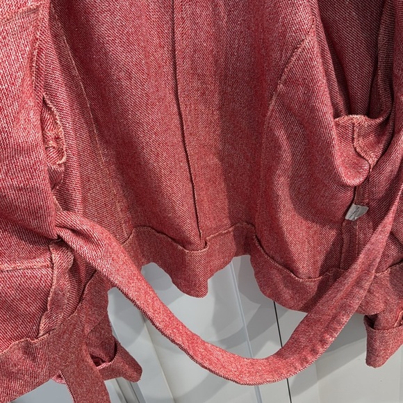 Women’s AS-HRO Art to Wear Wrap Jacket Blazer Red White Metallic Tweed size 26 - Picture 7 of 7